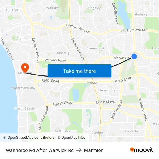 Wanneroo Rd After Warwick Rd to Marmion map