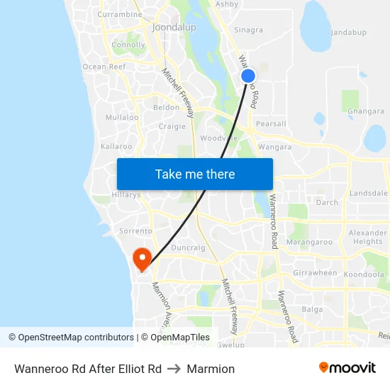Wanneroo Rd After Elliot Rd to Marmion map