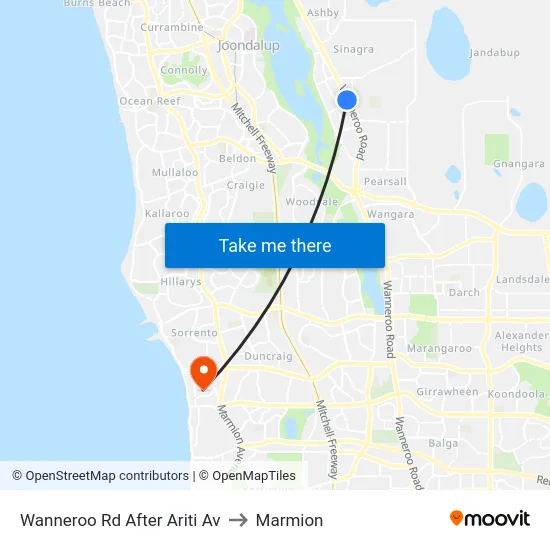 Wanneroo Rd After Ariti Av to Marmion map