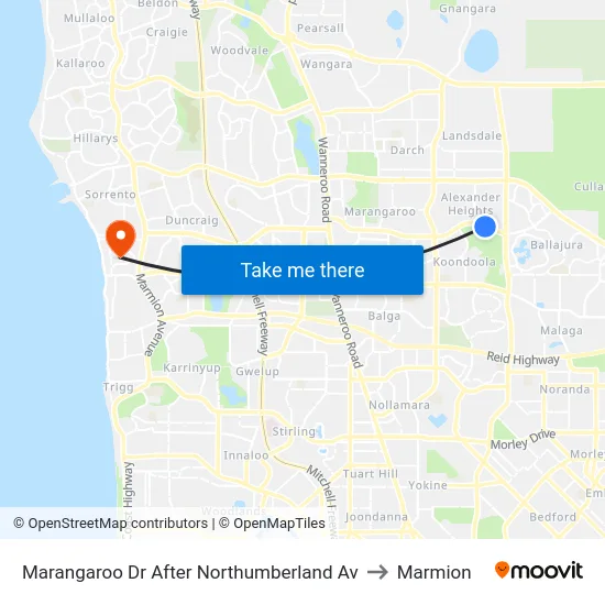 Marangaroo Dr After Northumberland Av to Marmion map