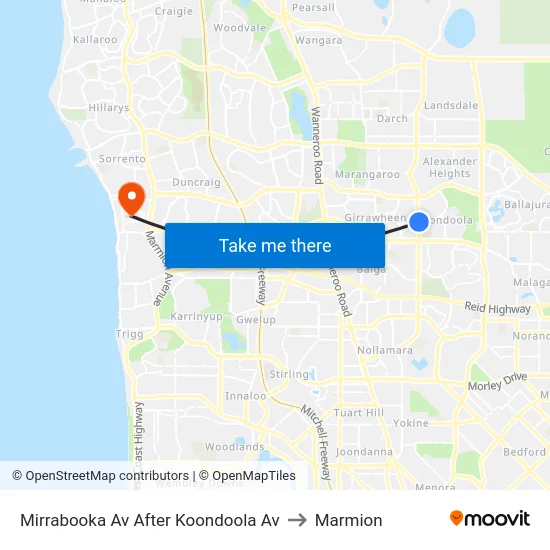 Mirrabooka Av After Koondoola Av to Marmion map