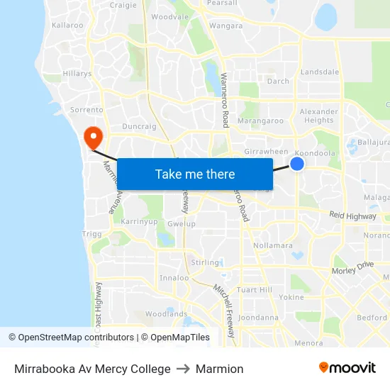 Mirrabooka Av Mercy College to Marmion map