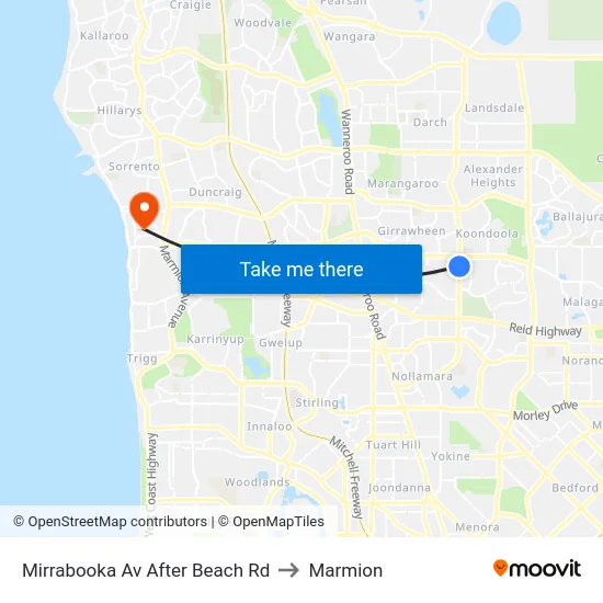 Mirrabooka Av After Beach Rd to Marmion map