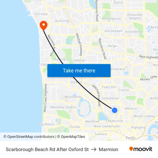 Scarborough Beach Rd After Oxford St to Marmion map