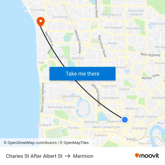 Charles St After Albert St to Marmion map