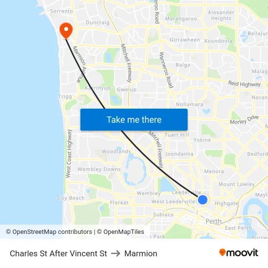 Charles St After Vincent St to Marmion map