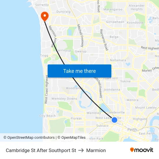 Cambridge St After Southport St to Marmion map
