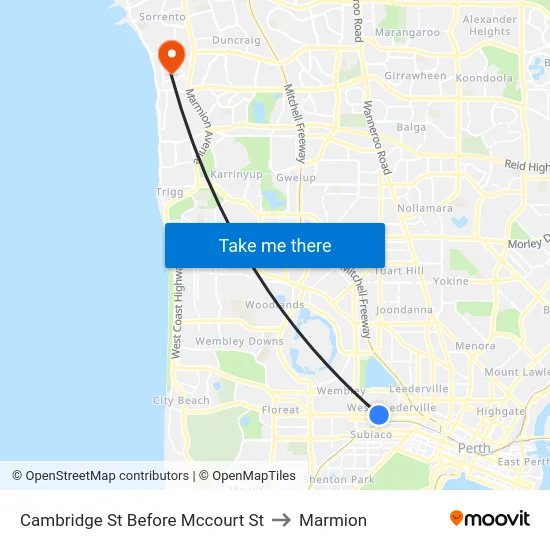 Cambridge St Before Mccourt St to Marmion map
