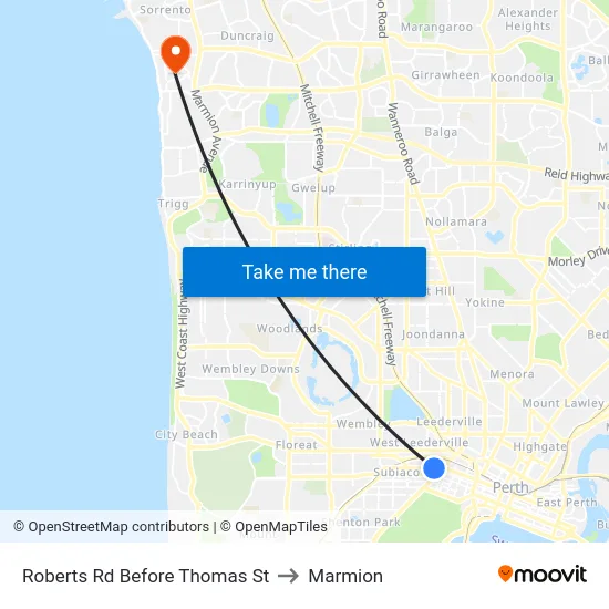 Roberts Rd Before Thomas St to Marmion map