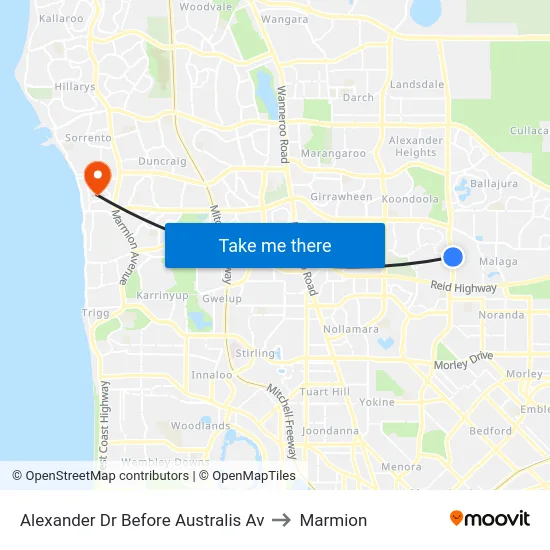 Alexander Dr Before Australis Av to Marmion map