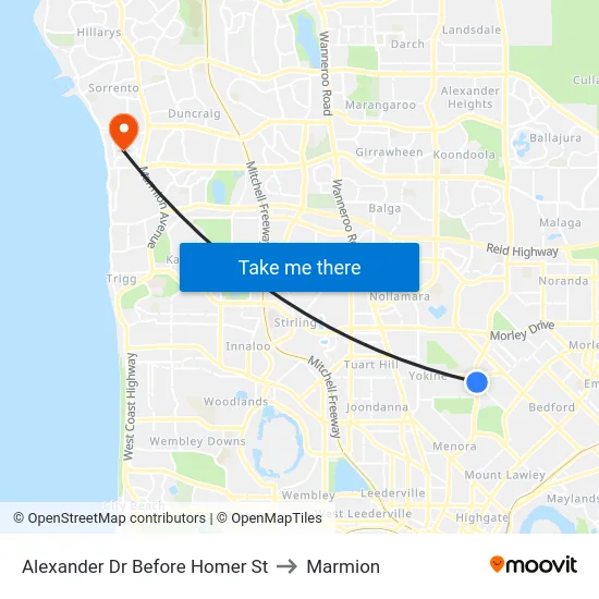 Alexander Dr Before Homer St to Marmion map