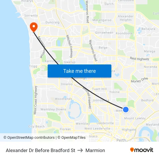 Alexander Dr Before Bradford St to Marmion map