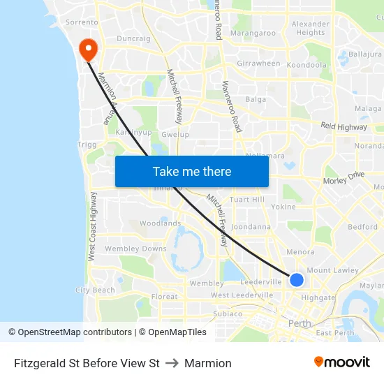 Fitzgerald St Before View St to Marmion map