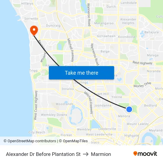 Alexander Dr Before Plantation St to Marmion map