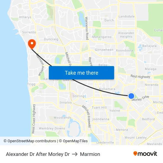 Alexander Dr After Morley Dr to Marmion map