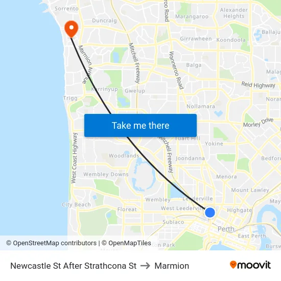 Newcastle St After Strathcona St to Marmion map