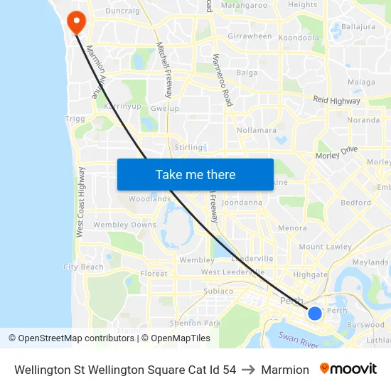 Wellington St Wellington Square Cat Id 54 to Marmion map