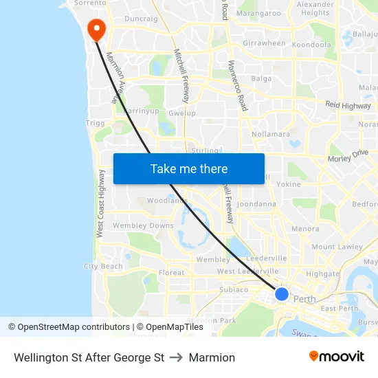 Wellington St After George St to Marmion map