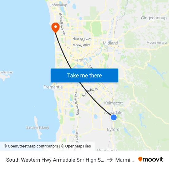 South Western Hwy Armadale Snr High Sch to Marmion map