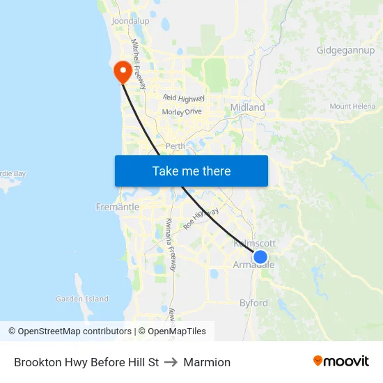Brookton Hwy Before Hill St to Marmion map