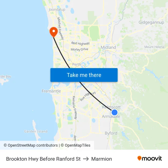 Brookton Hwy Before Ranford St to Marmion map