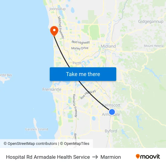Hospital Rd Armadale Health Service to Marmion map