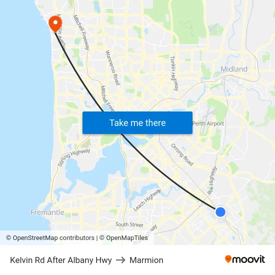 Kelvin Rd After Albany Hwy to Marmion map