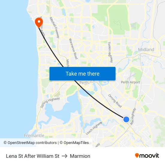 Lena St After William St to Marmion map