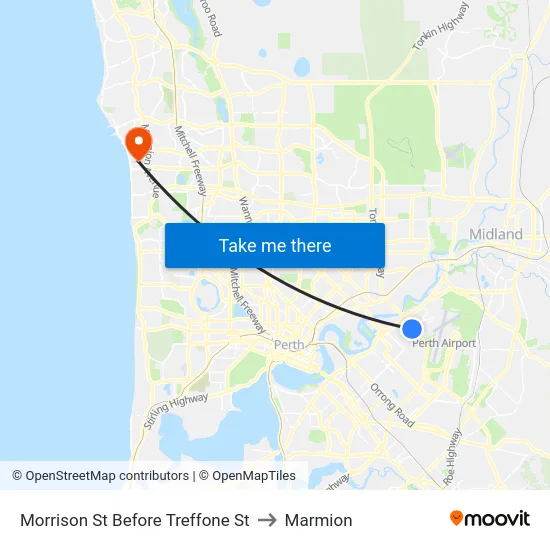 Morrison St Before Treffone St to Marmion map