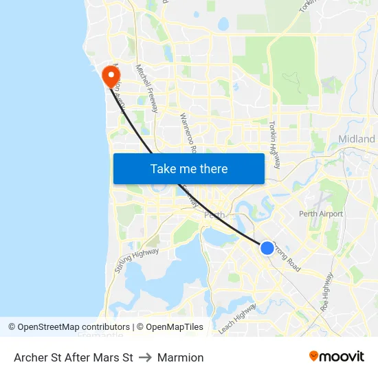Archer St After Mars St to Marmion map