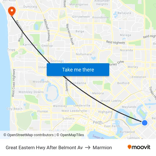 Great Eastern Hwy After Belmont Av to Marmion map