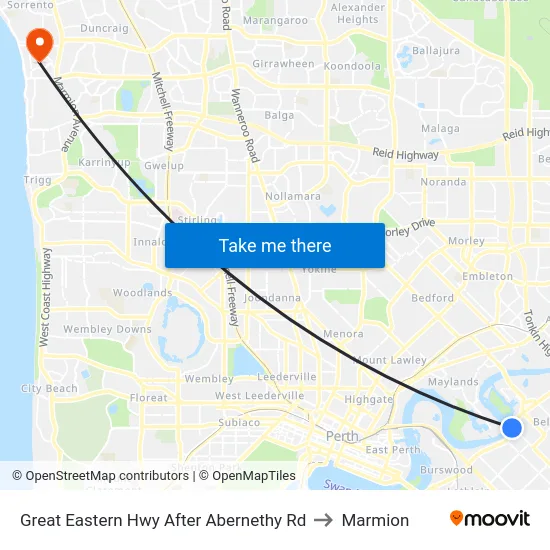 Great Eastern Hwy After Abernethy Rd to Marmion map