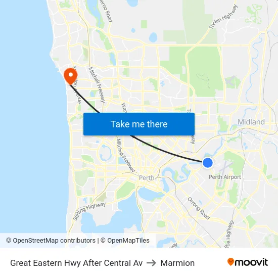 Great Eastern Hwy After Central Av to Marmion map