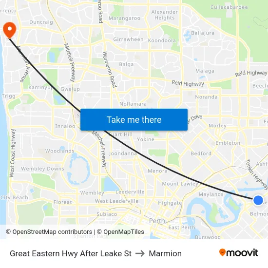 Great Eastern Hwy After Leake St to Marmion map