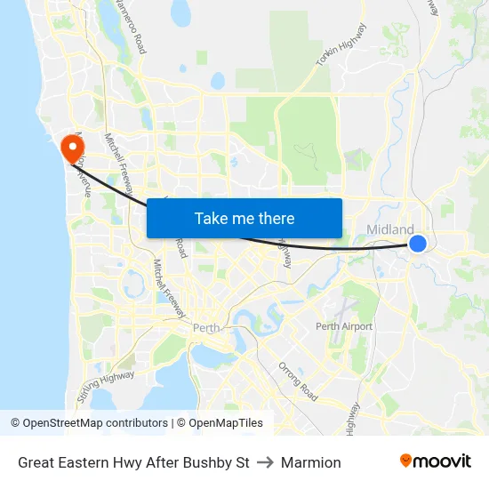 Great Eastern Hwy After Bushby St to Marmion map