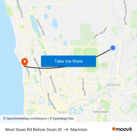West Swan Rd Before Swan St to Marmion map