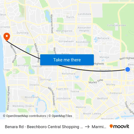 Benara Rd - Beechboro Central Shopping Ctr to Marmion map