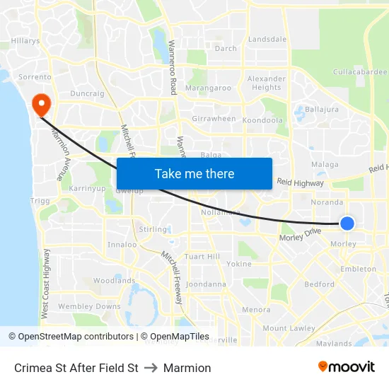 Crimea St After Field St to Marmion map