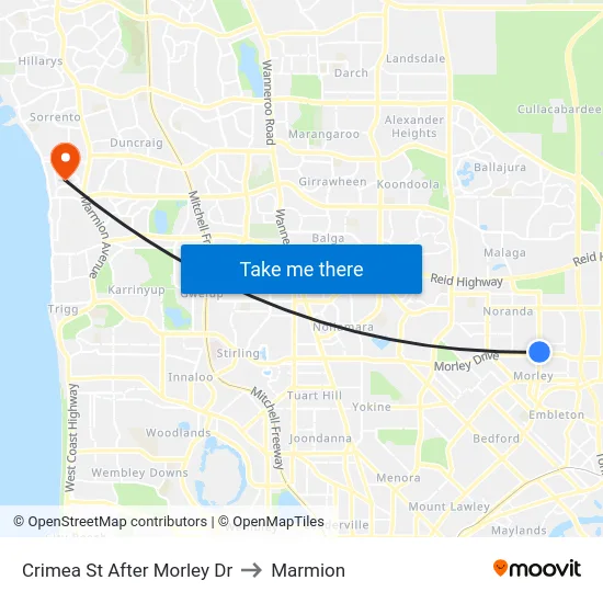 Crimea St After Morley Dr to Marmion map