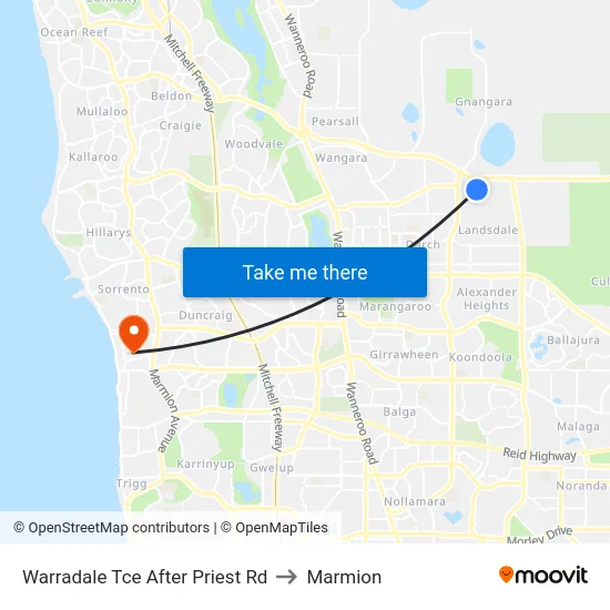 Warradale Tce After Priest Rd to Marmion map