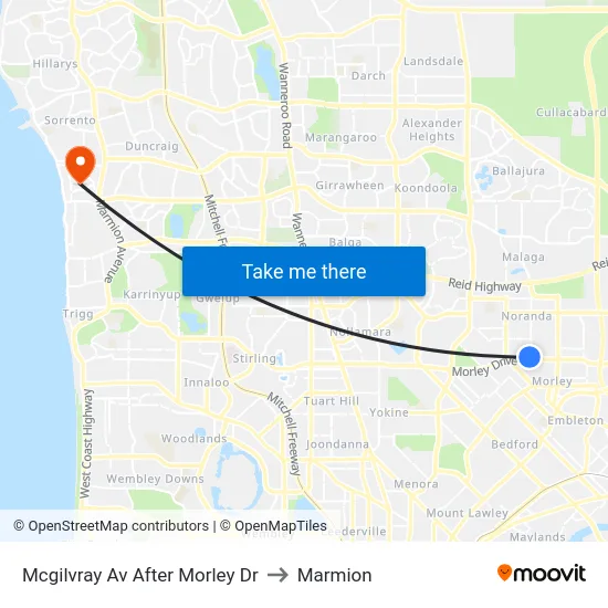 Mcgilvray Av After Morley Dr to Marmion map