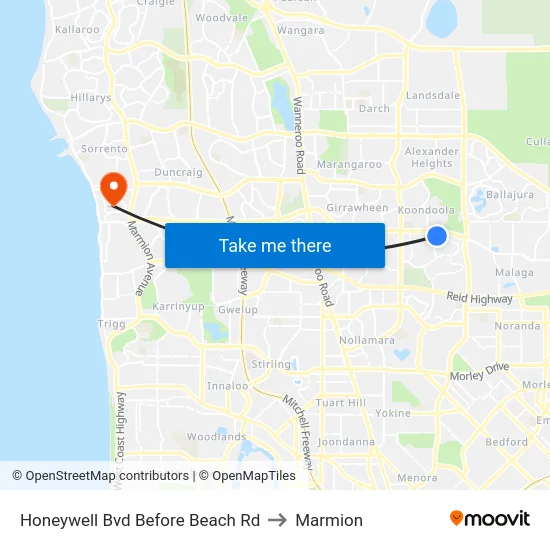 Honeywell Bvd Before Beach Rd to Marmion map