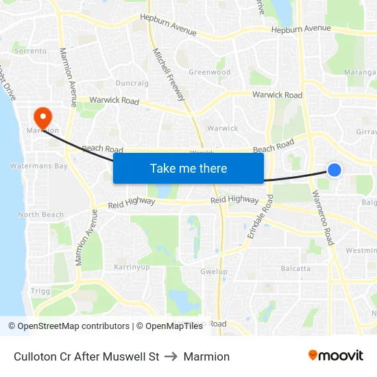 Culloton Cr After Muswell St to Marmion map
