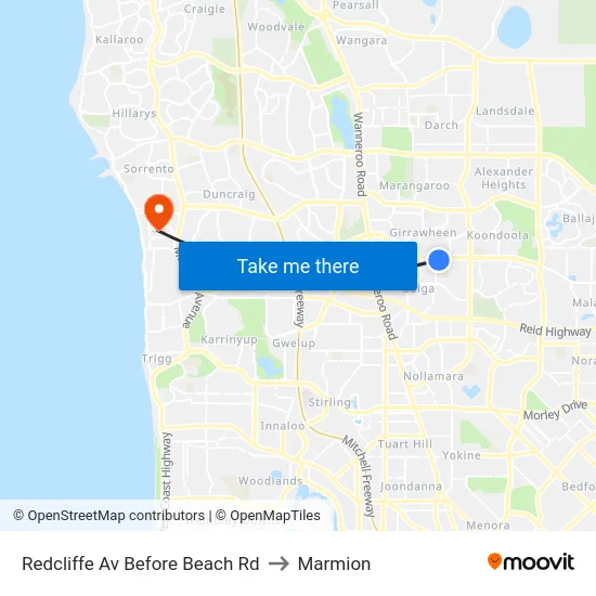 Redcliffe Av Before Beach Rd to Marmion map