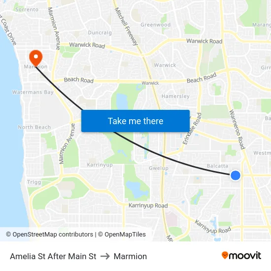 Amelia St After Main St to Marmion map