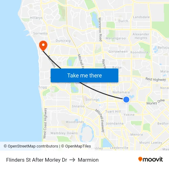 Flinders St After Morley Dr to Marmion map
