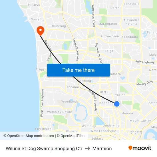 Wiluna St Dog Swamp Shopping Ctr to Marmion map
