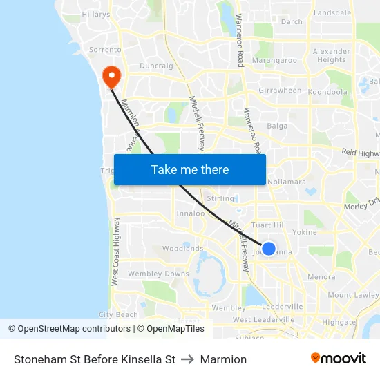 Stoneham St Before Kinsella St to Marmion map