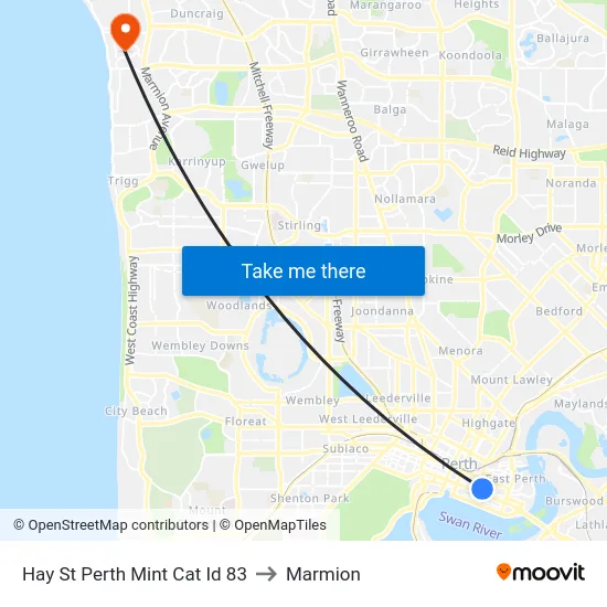 Hay St Perth Mint Cat Id 83 to Marmion map