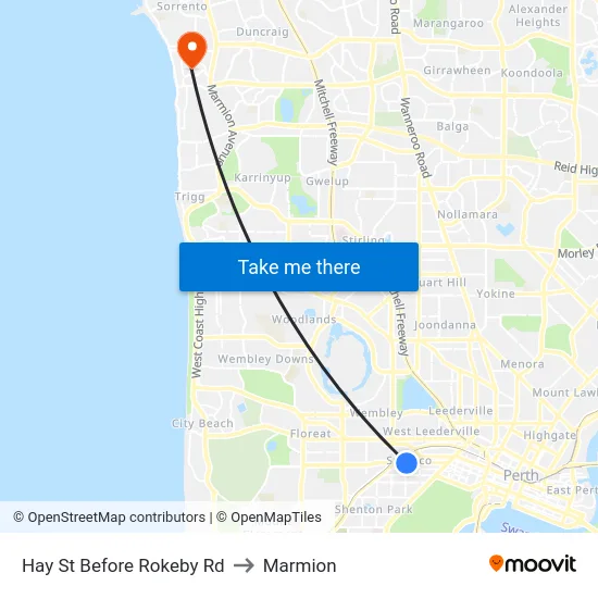 Hay St Before Rokeby Rd to Marmion map